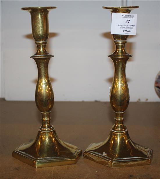Pair Regency brass candlesticks